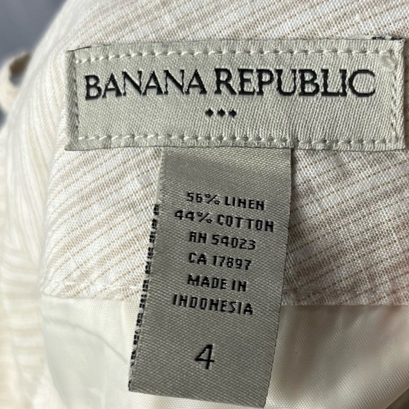 Banana Republic Beige & Cream Y2K Stripe Linen Wide Leg Trouser Pants 4 - Picture 5 of 5